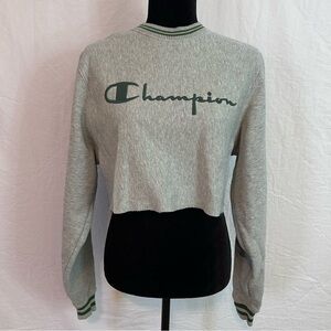 CHAMPION Reverse Weave Crop Crewneck Sweatshirt Light Gray Size XS